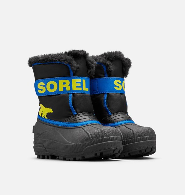 Kids Snow Boots Black/Blue - Sorel Childrens Commander™ - 801647-WRU